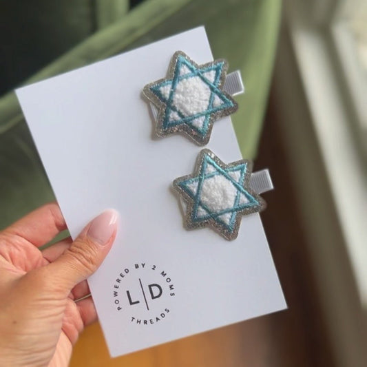 star of david glitter clips