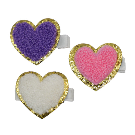 heart glitter clips