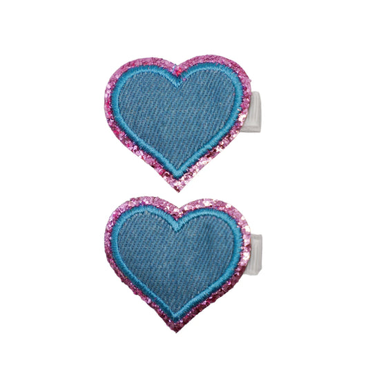 denim glitter clips